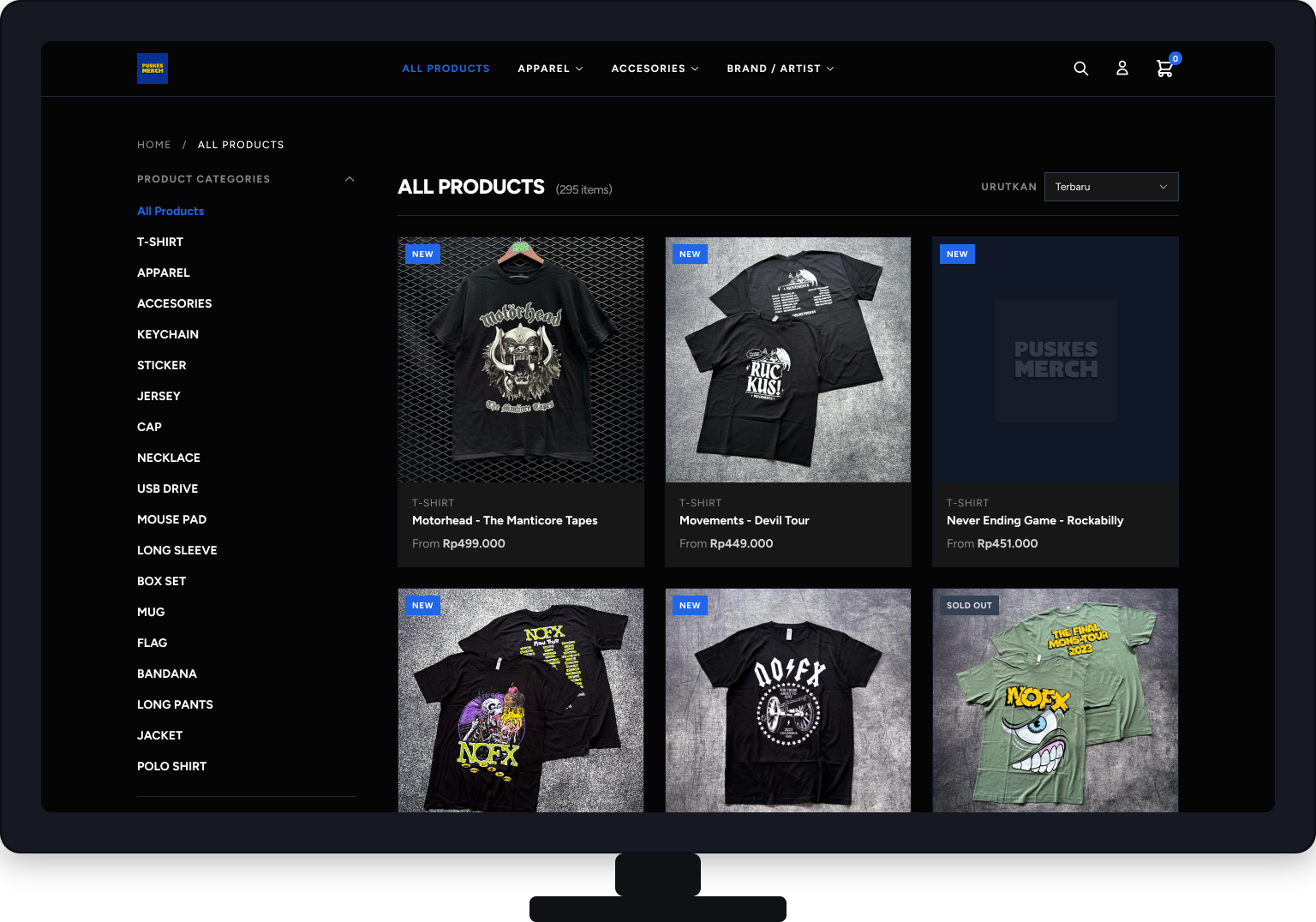 Tangkapan layar proyek Toko Online Puskes Merch